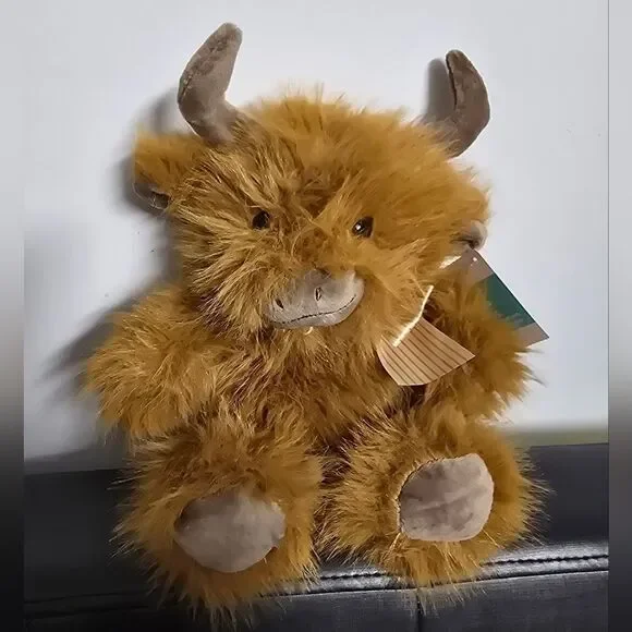 NWT Plush Highland Cow Stuffed Animal – Brown Furry Cuddle Toy