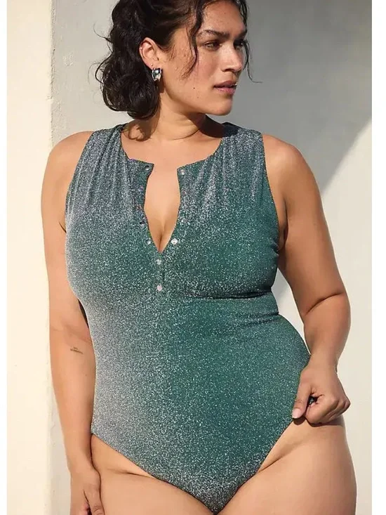 Andie Swim Malibu Glitter One-Piece Swimsuit size large