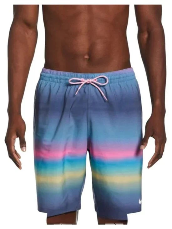 Nike Horizon Stripe Volley Short Swim Trunk Bathing Suit NESSD477-480 Mens M NEW