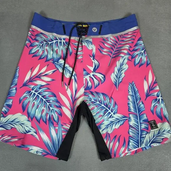 Vast Titanium Series Men's Board Shorts Size 32 Pink Blue Tropical Floral Swim T