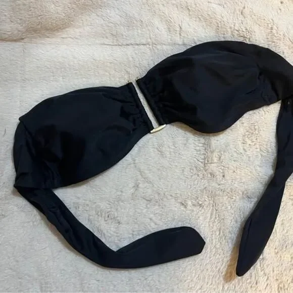 TIME AND TRU Black Strapless Tie Bikini Top S (4-6)