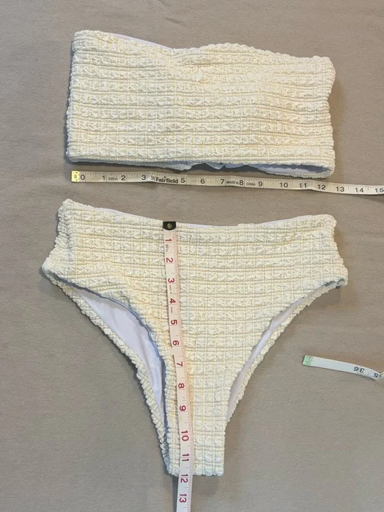 Shein Swim Textured Cream Two-Piece Bikini Set Medium