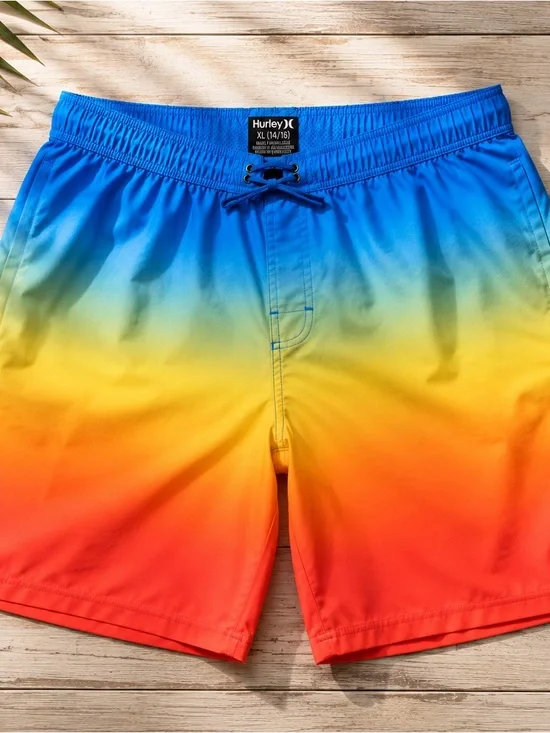 Hurley Men’s Blue to Red Ombre Swim Board Shorts
