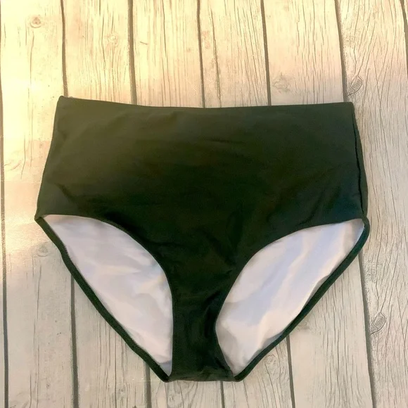 Olive green high waist swim bottoms large