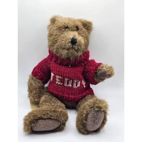 Vintage 1985-1995 Boyds Bears Winston B Bean Teddy Bear Red Sweater Tags