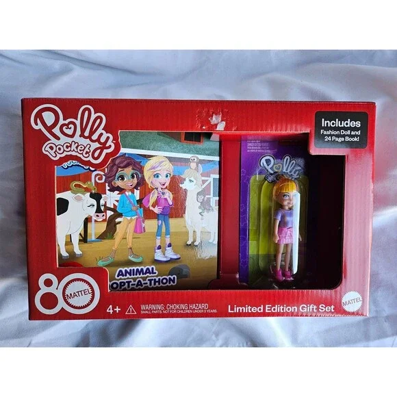 Kohl's Cares Polly Pocket Limited‎ Edition Gift Set-Polly + Book-80 Years Mattel