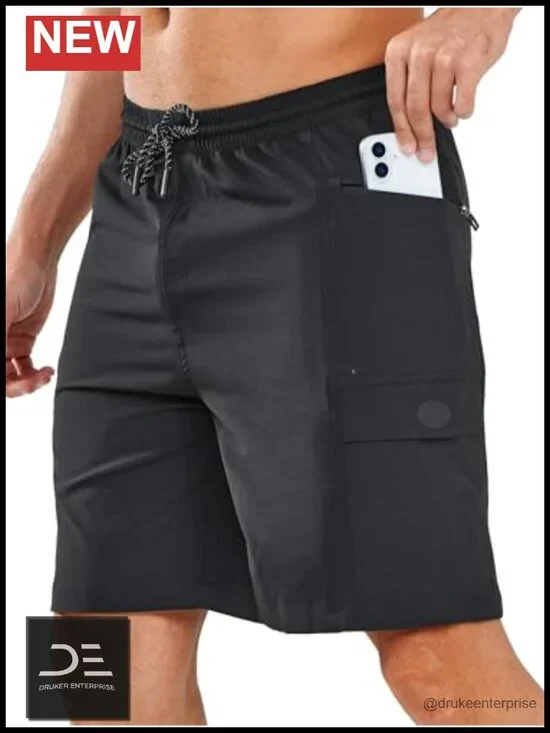 Mens Swim Trunks Board Shorts 9 Inch Quick Dry Beach Short with Zipper Pocket