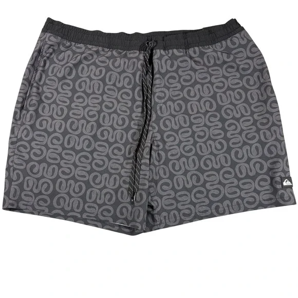 Quiksilver Mens Swim Trunks XXL Black Gray Abstract Swirl Board Shorts QS001012