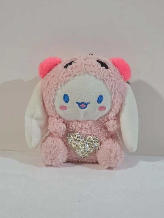 Cinnamoroll pink panda onesie plushie keychain