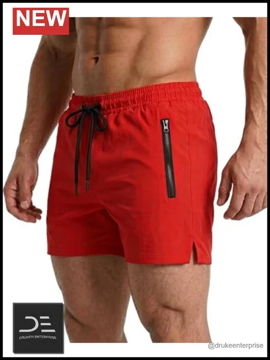 Quick Dry Swim Trunks with Mesh Lining & Zipper Pockets