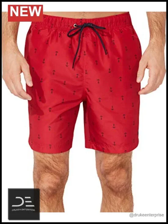 Men's Quick Dry Anchor Print Swim Trunks