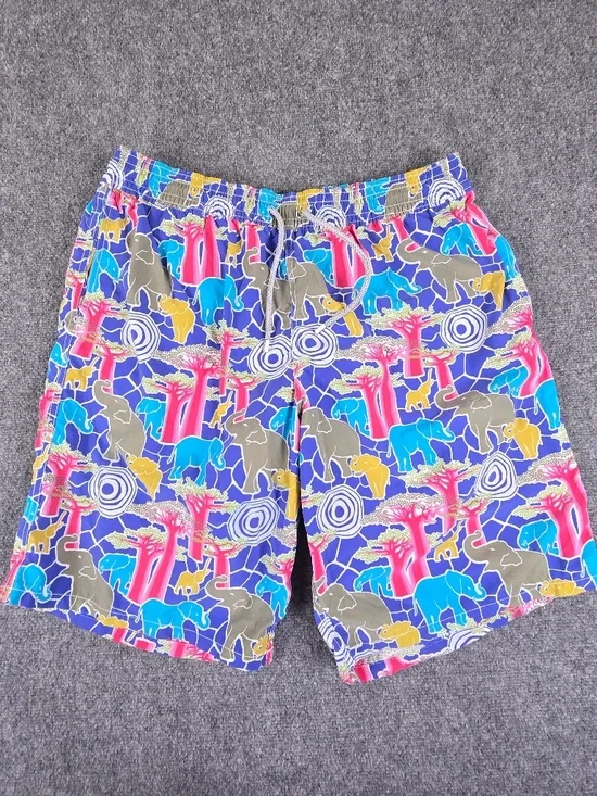 Vilebrequin Moorea Elephant Baobab Tree Swim Trunks 3XL XXXL Luxury Blue