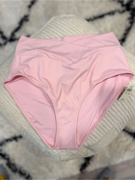 Aerie Crossover High Waisted Bikini Bottom Pink NWT Medium M