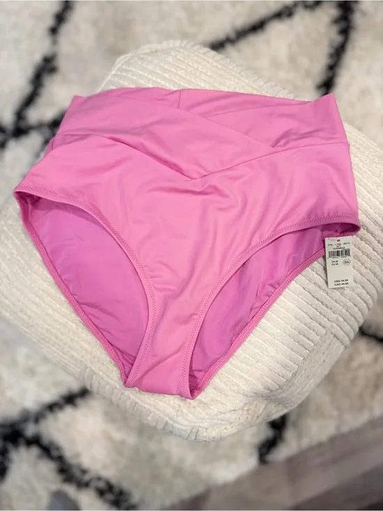 Aerie Crossover High Waisted Bikini Bottom Pink NWT Medium M