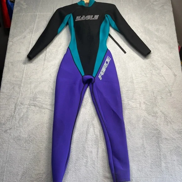 Eagle Wetsuit Women Purple Teal Black Colorblock Force Full Body Size 8