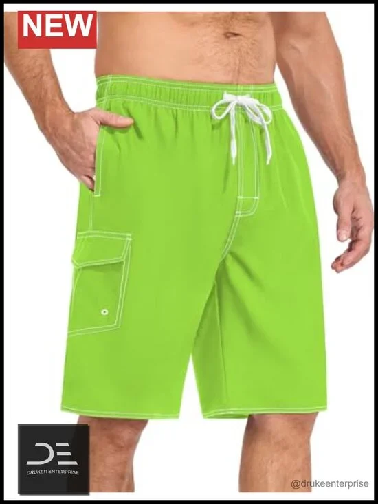 Quick Dry Board Shorts with Mesh Lining and Pockets