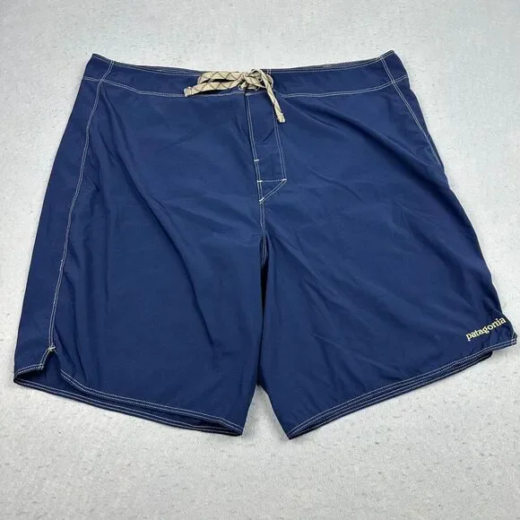 Patagonia Men's Swim Trunks Size 38‎ Blue Gold Unlined Elastic Drawstring Waist