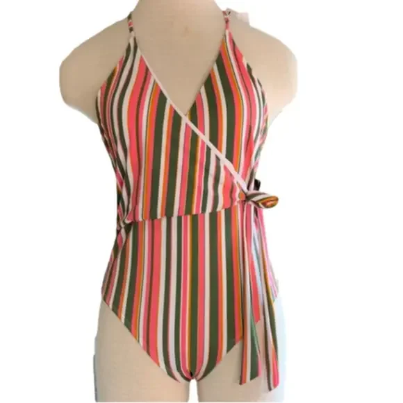 One piece size medium boutique brand striped swimsuit