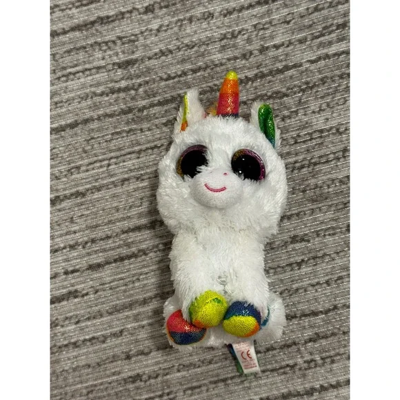 Ty Beanie Boos Pixy the White Unicorn Rainbow Horn Plush Stuffed Animal 6 inch