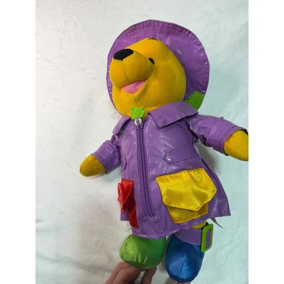 Disney Winnie the Pooh Plush Toy Toddler Purple Raincoat‎  Vintage Interactive