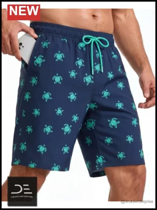 Men Swim Trunks with Mesh Lining Quick Dry Drawstring Pockets