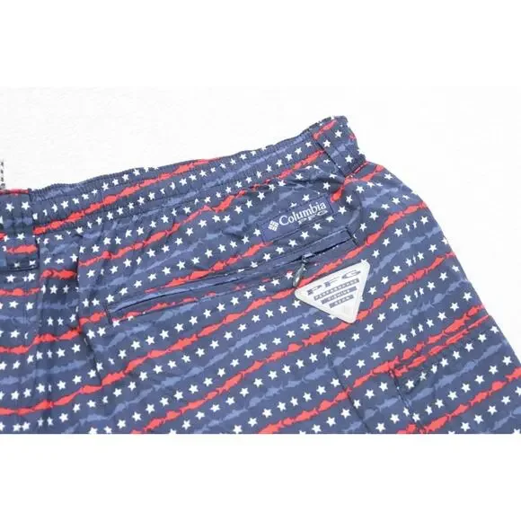 Columbia PFG Swim Trunks American Flag Fishing Shorts 6