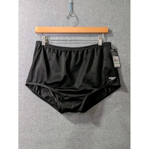 Speedo Men's Swim Briefs Black Mesh Drag Suit Size 34 NWT Training Swimwear