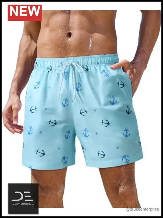 5in Mens Swim Trunks with Mesh Liner Pockets Drawstring Quick Dry Stretch Swim