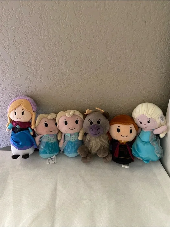 Disney Frozen Plush Beanie Toys Lot Hallmark Anna Elsa Sven Stuffed Animals