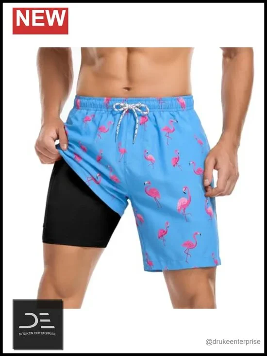 Men's Swim Trunks 7 Inch with Compression Liner Quick Dry UPF 50+