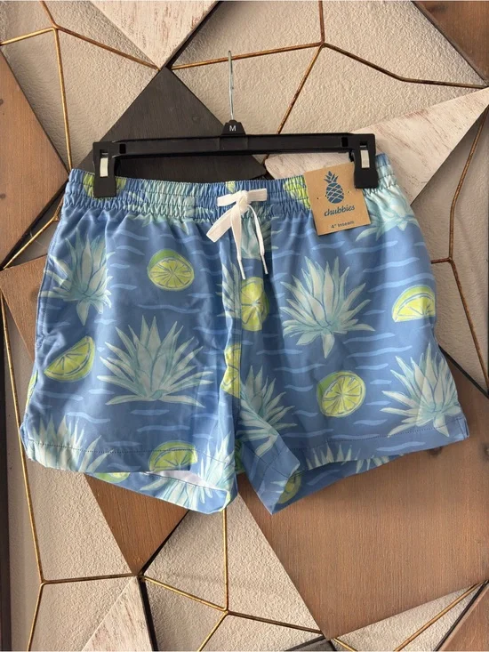 Chubbies Men’s Blue Pineapple & Lime Print Swim Shorts 4”