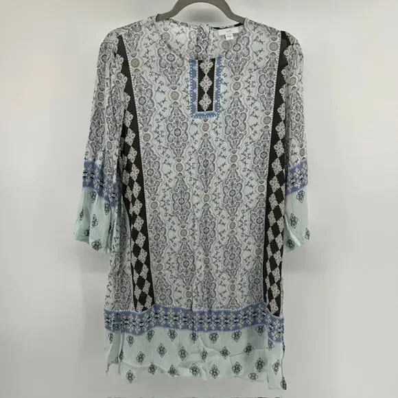 J. Jill Sheer Swim Cover Up Womens S Rayon Light Blue Beachy Coastal Boho Resort