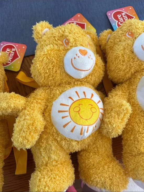 3 Care Bears Sunny Bear Plush Backpack - Bright Yellow Sun Design