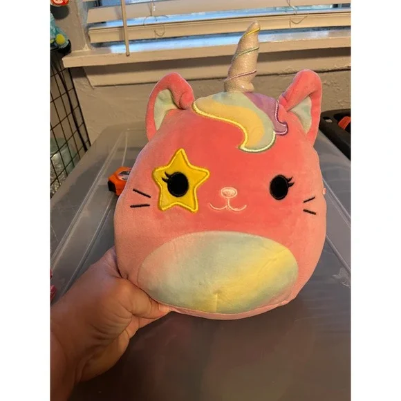 Squishmallows‎ 8 Inch Sienna the Caticorn Star Eye Rainbow Plush Toy Kellytoy