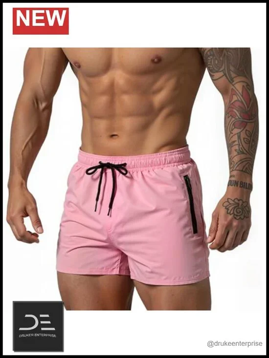 Quick-Dry Swim Trunks with Zipper Pockets Mesh Lining UPF 25