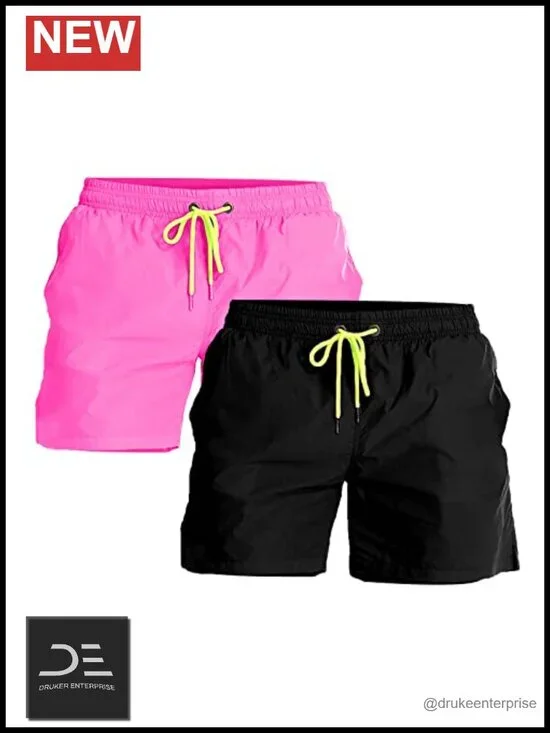 2 Pack Men's Swim Trunks Quick Dry with Mesh Lining