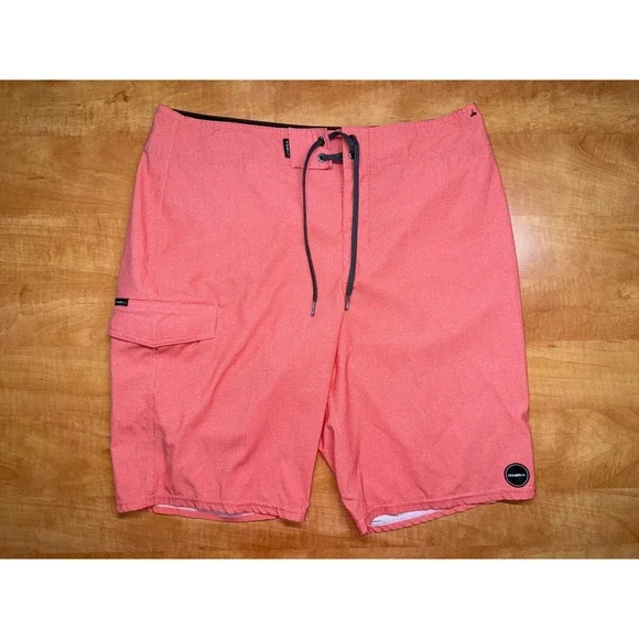 ONeill Mens Board Shorts Coral Pink Stretch Swim Trunks Size 32