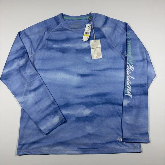 Tommy Bahama Men's M Malibu Fronds Crew IslandZone Rash Guard Shirt UPF 30 NWT