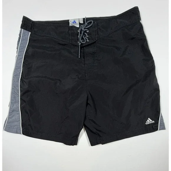 Adidas Board Shorts Men's Size XL  Black Vintage 90s Swim Trunks 8
