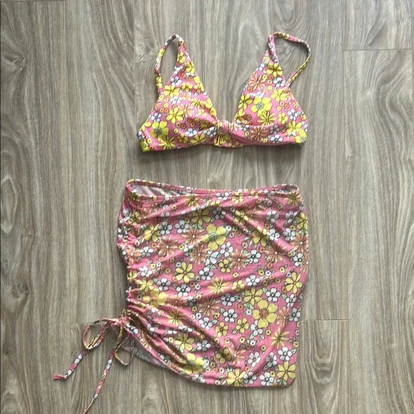 Cyn and Luca Floral Bikini Top with Skirt