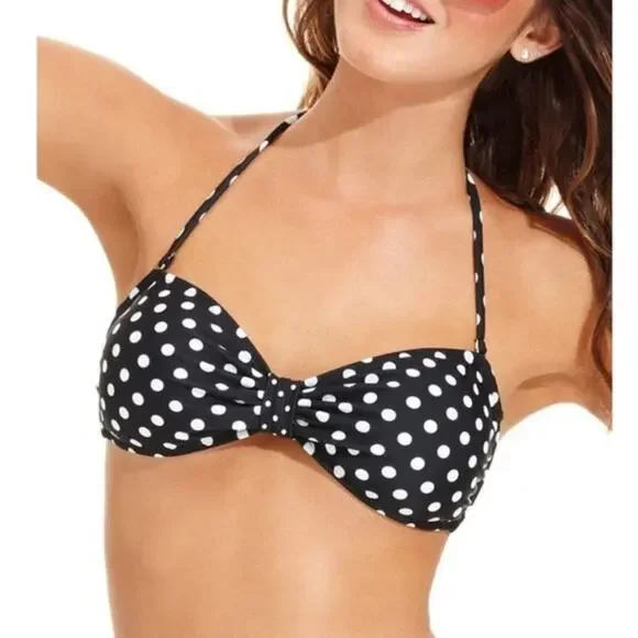 California Waves Black/White Polka Dot Bikini Top