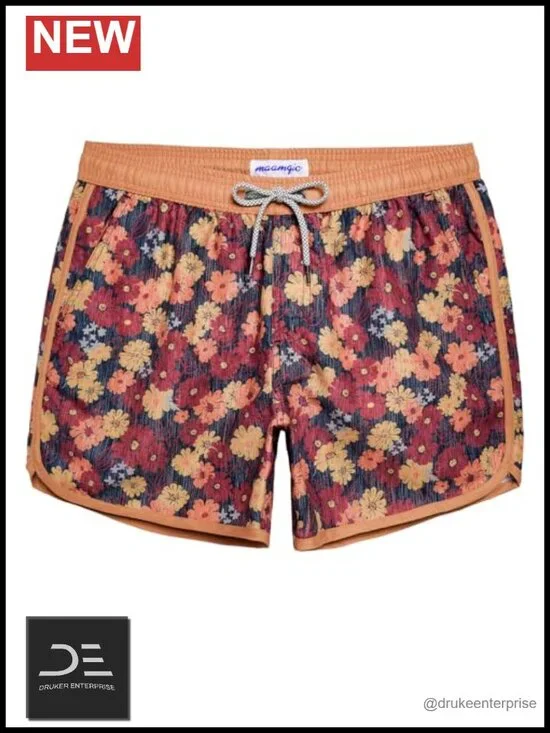 Vintage Swim Trunks with Mesh Lining Quick Dry Board Shorts