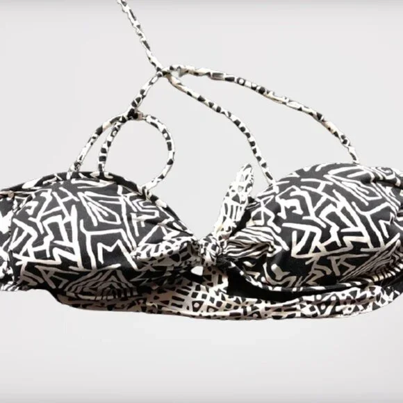 Garage Black & White Abstract Bikini Top – Size Small