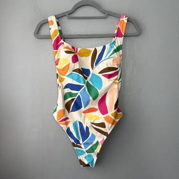 Tabitha Brown Swimsuit Size Small Tropical Beach French Cut Cheeky One Piece