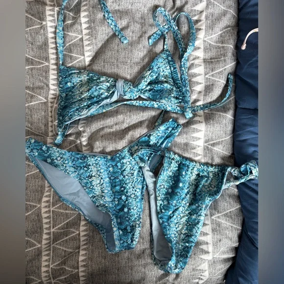 Frankie's Bikinis Aqua Snake Print Set