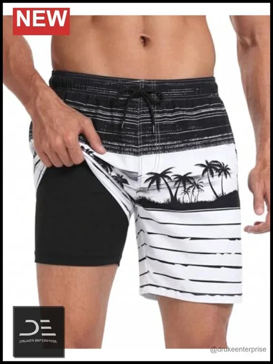 Men's Swim Trunks with Compression Liner, 7