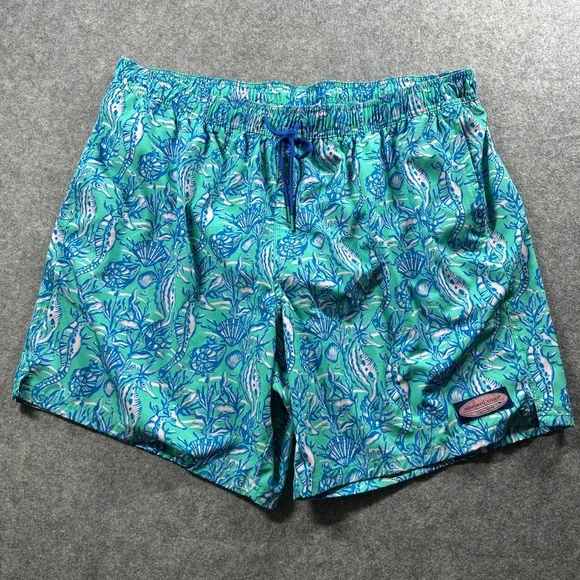 Vineyard Vines Swim Trunks Mens 2XT Green Seahorse Nautical Coastal Board Shorts