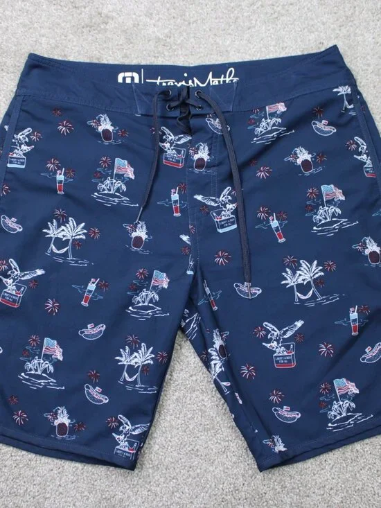 Travis Mathew Hybrid Shorts Mens 33 Blue AOP 10