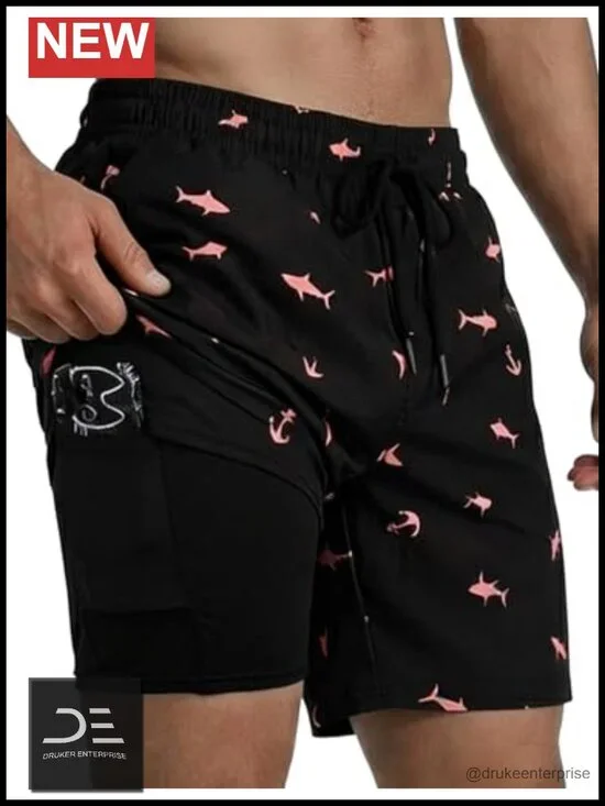 Mens Swim Trunks with Compression Liner 5