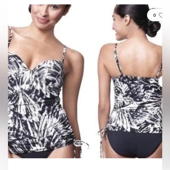 LOVE your ASSETS by Sara Blakey SPANX Tankini PUSH UP swim top black white Small